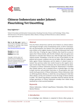Chinese Indonesians Under Jokowi: Flourishing Yet Unsettling