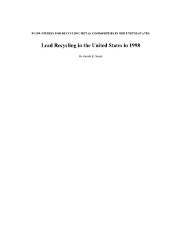 Lead Recycling in the United States in 1998
