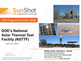 DOE's National Solar Thermal Test Facility