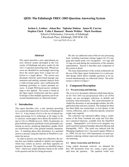 QED: the Edinburgh TREC-2003 Question Answering System