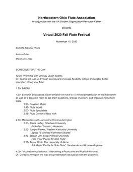 Northeastern Ohio Flute Association Virtual 2020 Fall Flute Festival