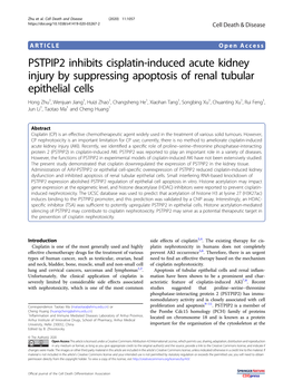 PSTPIP2 Inhibits Cisplatin-Induced Acute Kidney Injury by Suppressing