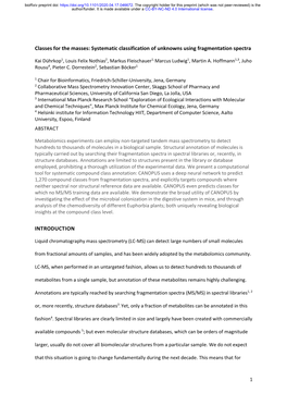 Systematic Classification of Unknowns Using Fragmentation Spectra