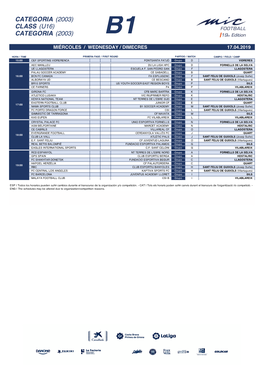 Calendario 1Ra Fase