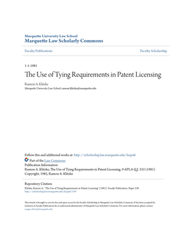 The Use of Tying Requirements in Patent Licensing