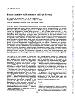 Plasma Amino-Acid Patterns in Liver Disease