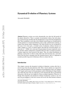 Dynamical Evolution of Planetary Systems