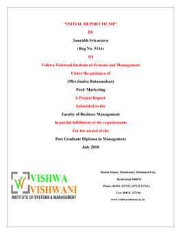 “INITIAL REPORT of SIP” by Saurabh Srivastava (Reg No- 5116