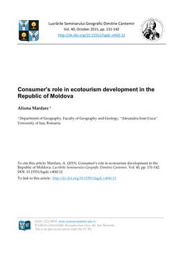 Consumer's Role in Ecotourism Development in the Republic Of