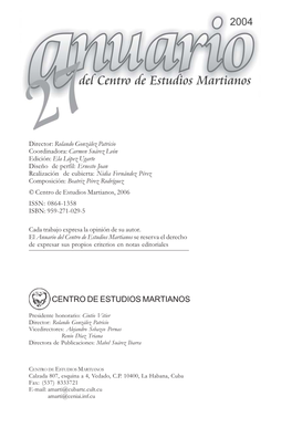 Centro De Estudios Martianos, 2006 ISSN: 0864-1358 ISBN: 959-271-029-5