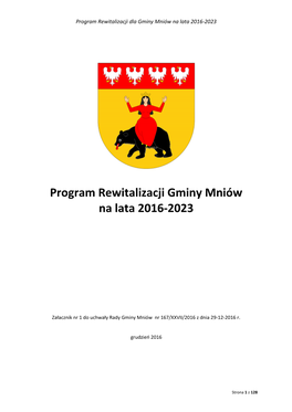 Program Rewitalizacji Gminy Mniów Na Lata 2016-2023