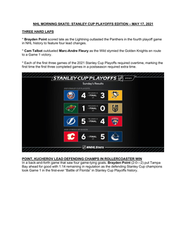 Stanley Cup Playoffs Edition – May 17, 2021