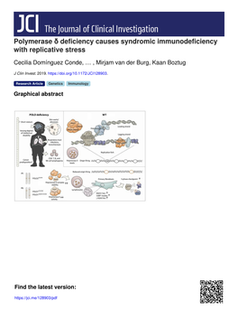 Polymerase Δ Deficiency Causes Syndromic Immunodeficiency with Replicative Stress