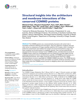 Structural Insights Into the Architecture and Membrane Interactions of the Conserved COMMD Proteins