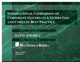 International Comparison of Corporate Governance Guidelines and Codes of Best Practice