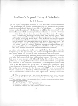 Rawlinson's Proposed History of Oxfordshire