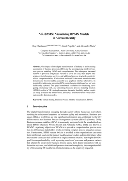VR-BPMN: Visualizing BPMN Models in Virtual Reality