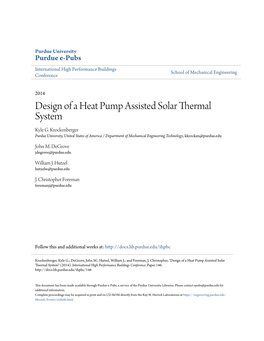 Design of a Heat Pump Assisted Solar Thermal System Kyle G