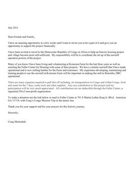 Craig's Fundraising Letter.Pdf