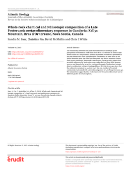 Whole-Rock Chemical and Nd Isotopic Composition of a Late Proterozoic