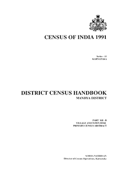 District Census Handbook, Mandya, Part XII-B, Series-11