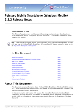 Pointsec Mobile Smartphone (Windows Mobile) 3.2.3 Release Notes