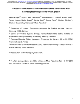 Structural and Functional Characterization of the Severe Fever with Thrombocytopenia Syndrome Virus L Protein