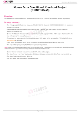 Mouse Fcrla Conditional Knockout Project (CRISPR/Cas9)