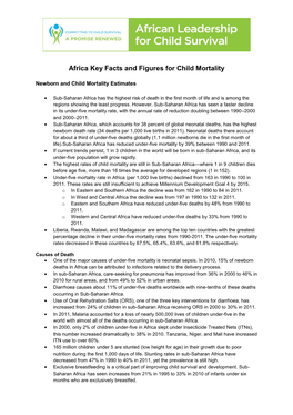 Africa Key Facts and Figures for Child Mortality