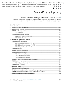 Solid-Phase Epitaxy