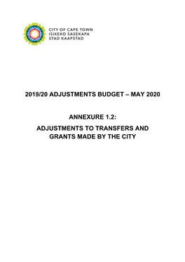 2019/20 Adjustments Budget – May 2020