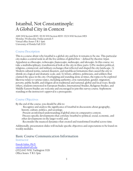 Istanbul, Not Constantinople: a Global City in Context
