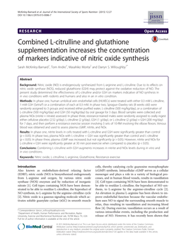 Combined L-Citrulline and Glutathione Supplementation Increases The
