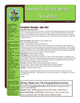 Gainesville Orchid Society Newsletter