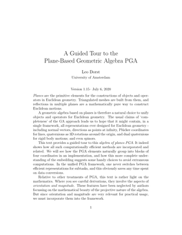 A Guided Tour to the Plane-Based Geometric Algebra PGA