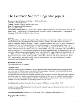 The Gertrude Sanford Legendre Papers