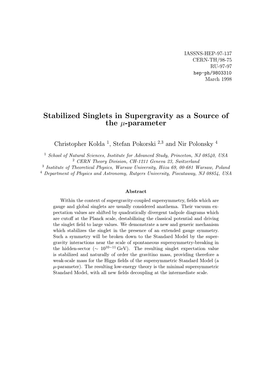 Stabilized Singlets in Supergravity As a Source of the Μ-Parameter