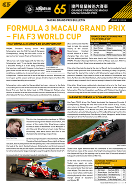 Formula 3 Macau Grand Prix – Fia F3 World