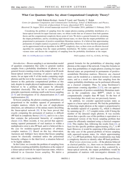 What Can Quantum Optics Say About Computational Complexity Theory?