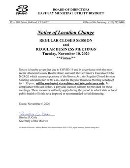 Notice of Location Change