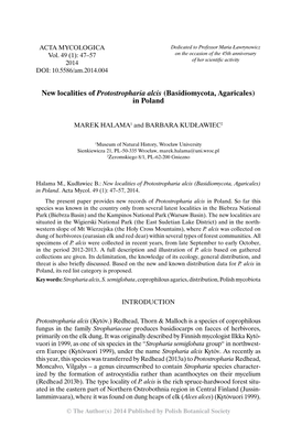 New Localities of Protostropharia Alcis (Basidiomycota, Agaricales) in Poland