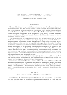 Set Theory and Von Neumann Algebras