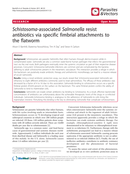 Schistosoma-Associated Salmonella Resist Antibiotics Via Specific Fimbrial