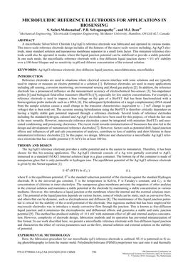 Microfluidic Reference Electrode for Applications