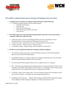 RN-To-BSN Academic Progression in Nursing in Washington State Fact Sheet