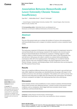 Association Between Hemorrhoids and Lower Extremity Chronic Venous Insufficiency