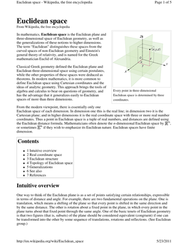 Euclidean Space - Wikipedia, the Free Encyclopedia Page 1 of 5