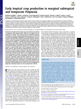 Early Tropical Crop Production in Marginal Subtropical and Temperate Polynesia