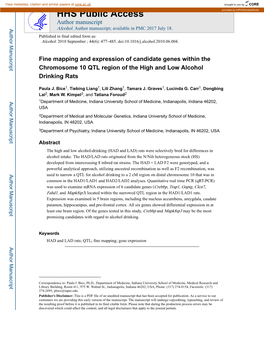 Fine Mapping and Expression of Candidate Genes Within the Chromosome 10 QTL Region of the High and Low Alcohol Drinking Rats