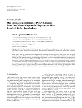 Review Article Star Formation Histories of Dwarf Galaxies from the Colour-Magnitude Diagrams of Their Resolved Stellar Populations